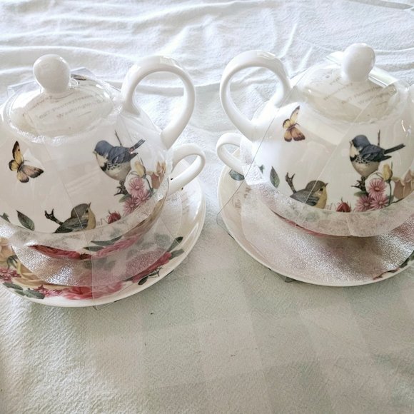 2 STECHCOL GRACIE BONE CHINA STACKED TEAPOT CUP & SAUCER Royal London Theme New - Picture 6 of 16